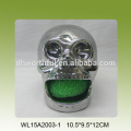 Silver skull shaped ceramic sponge holder for kitchen